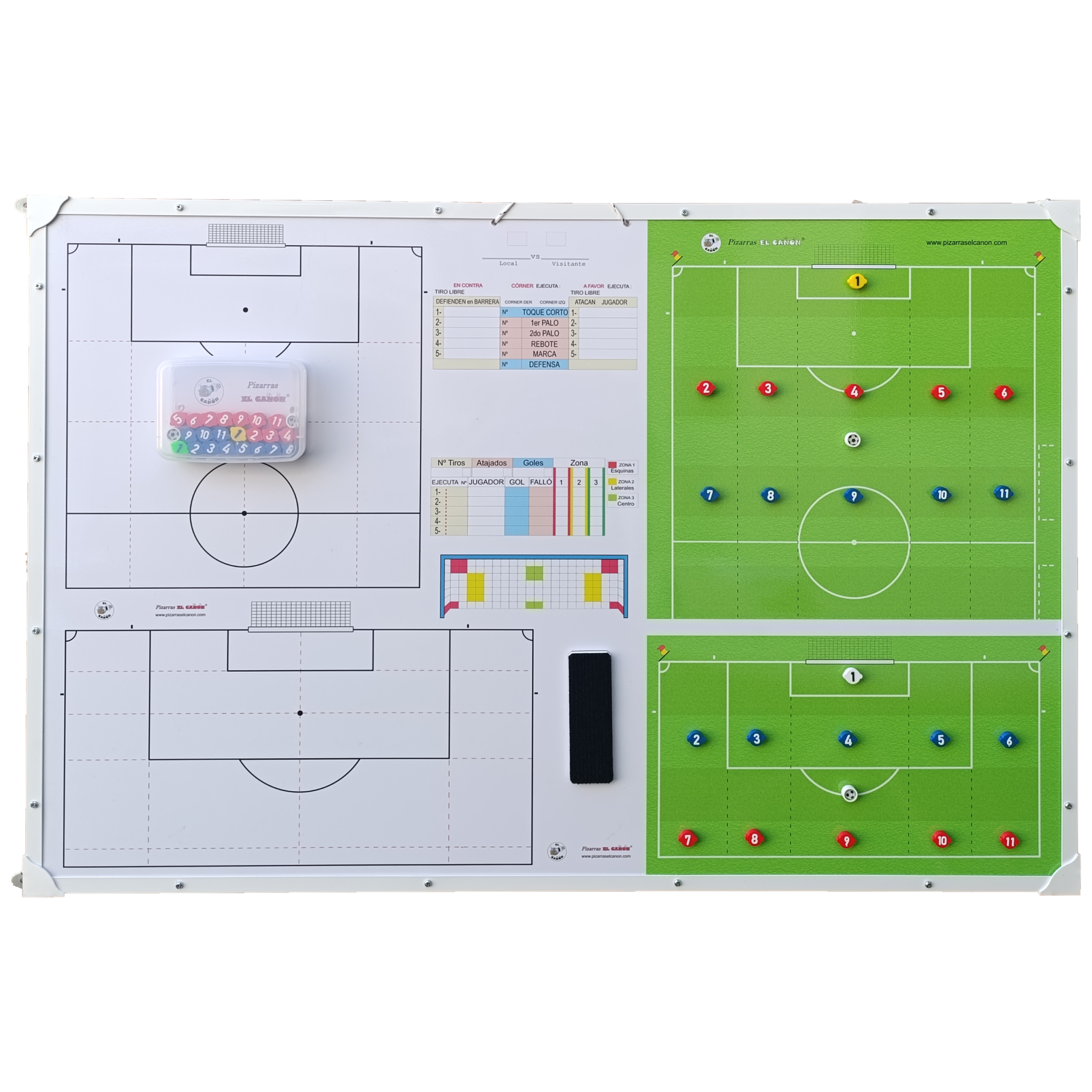 Pizarrón 1,20x80 pelota parada Futbol 11 + Estuche Para Fichas - Imagen 2