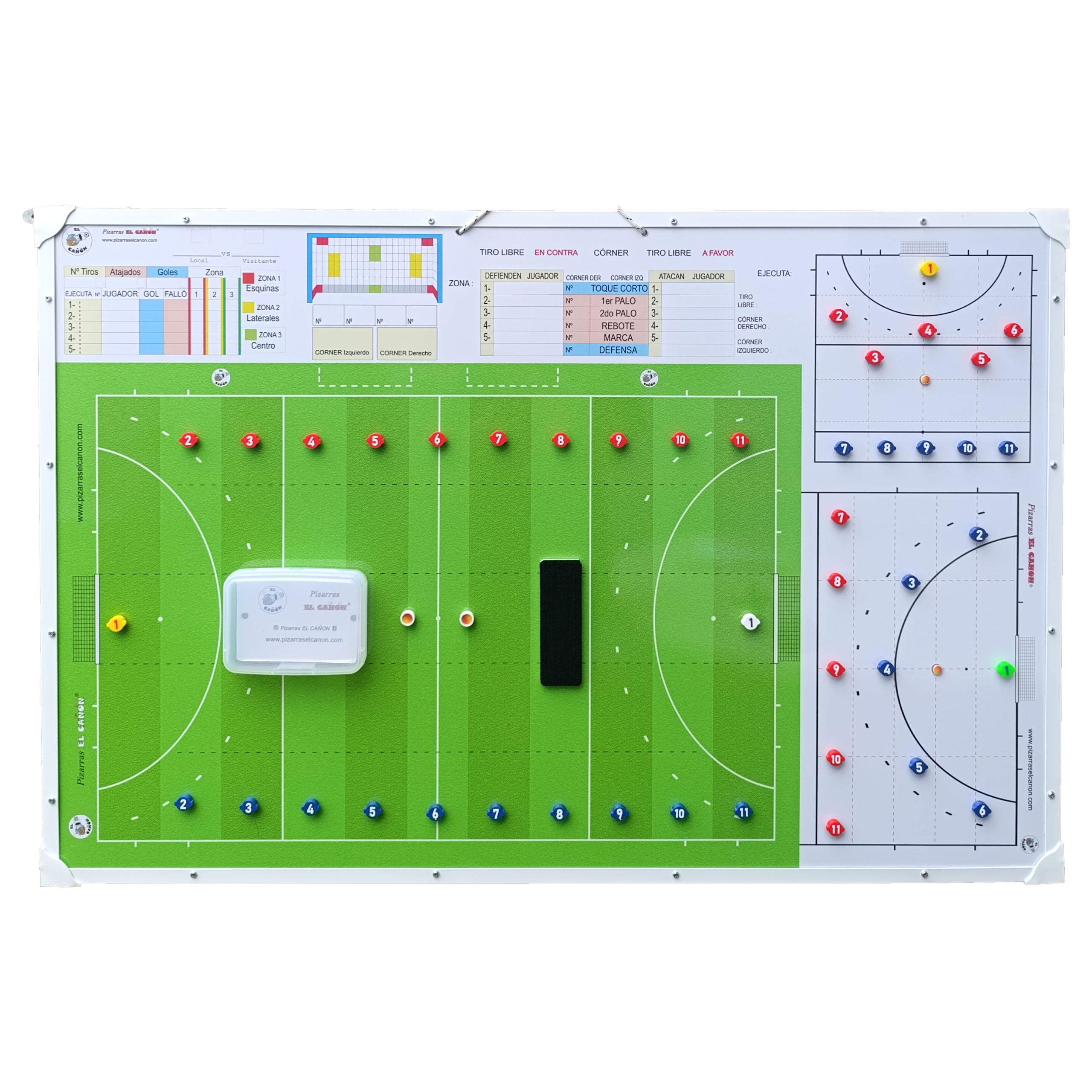 Pizarrón 1,20x80 cancha entera - Hockey + Estuche Para Fichas