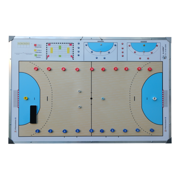 Pizarrón 1,20x80 cancha entera - Handball + Estuche Para Fichas