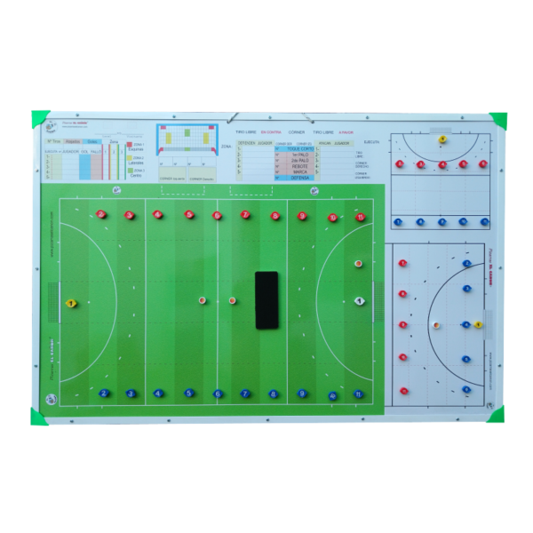 Pizarrón 1,20x80 cancha entera - Hockey + Estuche Para Fichas